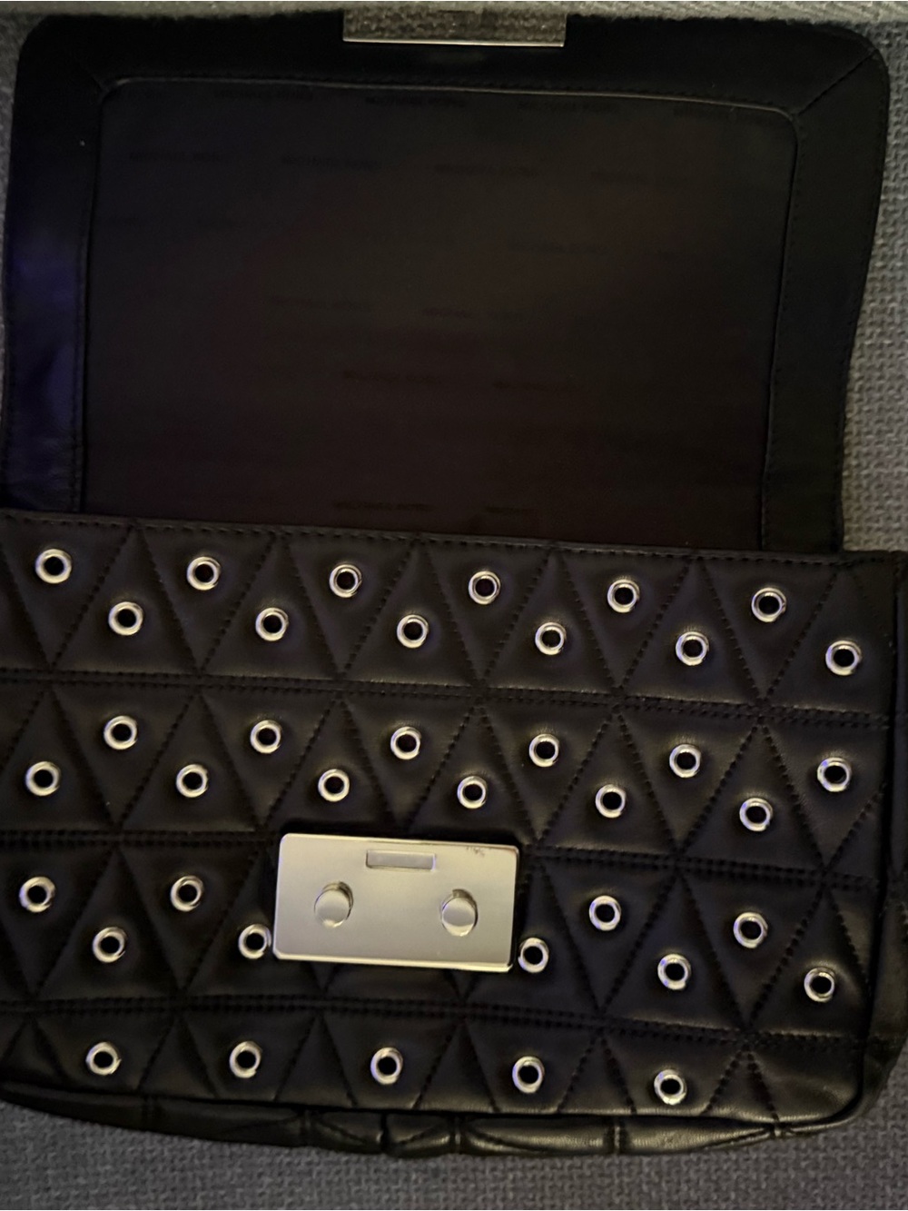 Michael Kors Black Quilted Eyelet Chain Shoulder Bag with Silver Hardware - Picture 4 of 5
